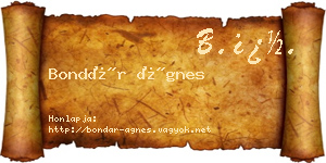 Bondár Ágnes névjegykártya