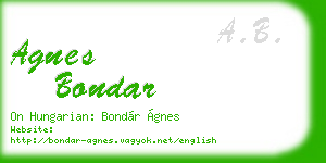agnes bondar business card