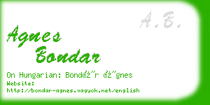 agnes bondar business card